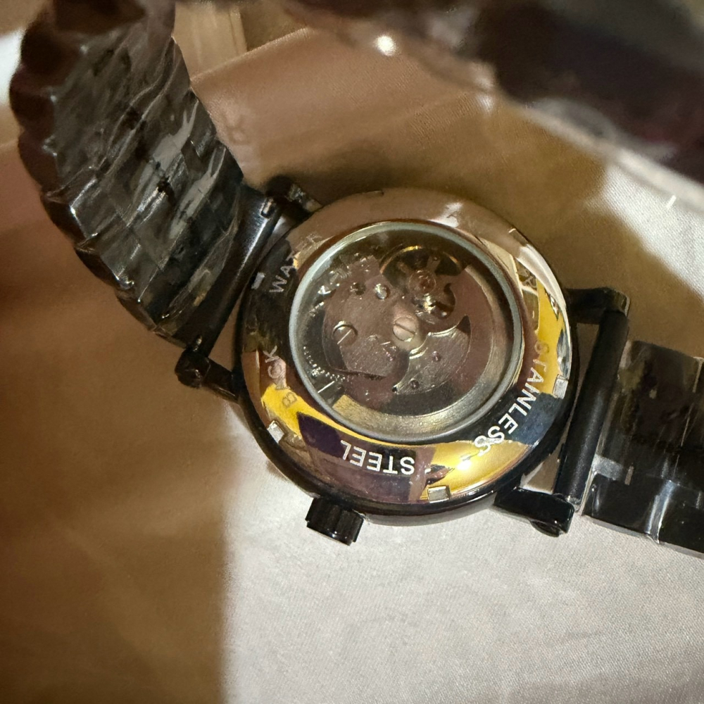 FORSINING 富西尼 427 男士 自動機械錶 鏤空透視機械錶 黑色鋼帶 復古質感手錶 附錶盒 男錶 手錶 全新-細節圖3