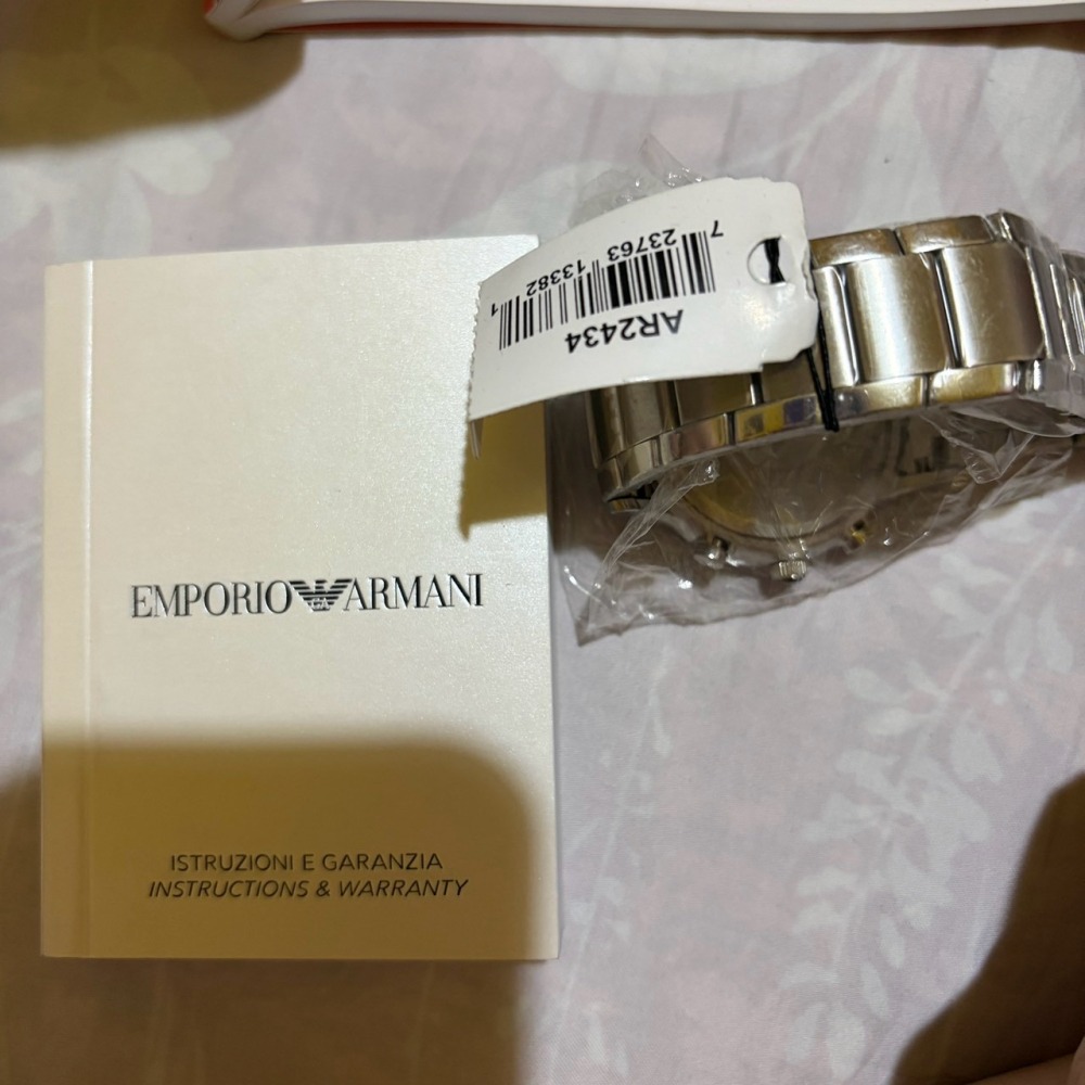 EMPORIO ARMANI AR2434 亞曼尼 男錶 黑面三眼計時腕錶 43mm 鋼帶 石英錶 全新盒裝 手錶-細節圖3