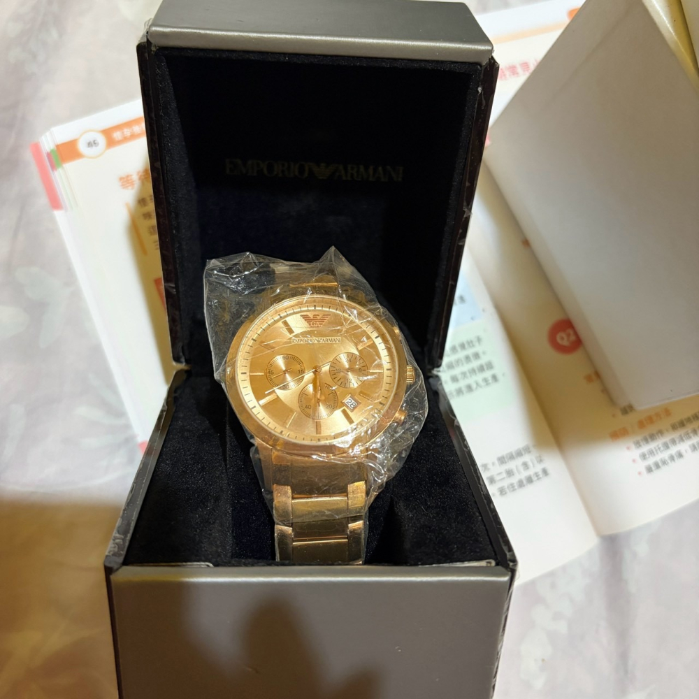 EMPORIO ARMANI 亞曼尼 AR2452 男錶 玫瑰金三眼計時 石英錶 不鏽鋼錶帶 原廠盒裝 手錶 送禮 禮物-細節圖2
