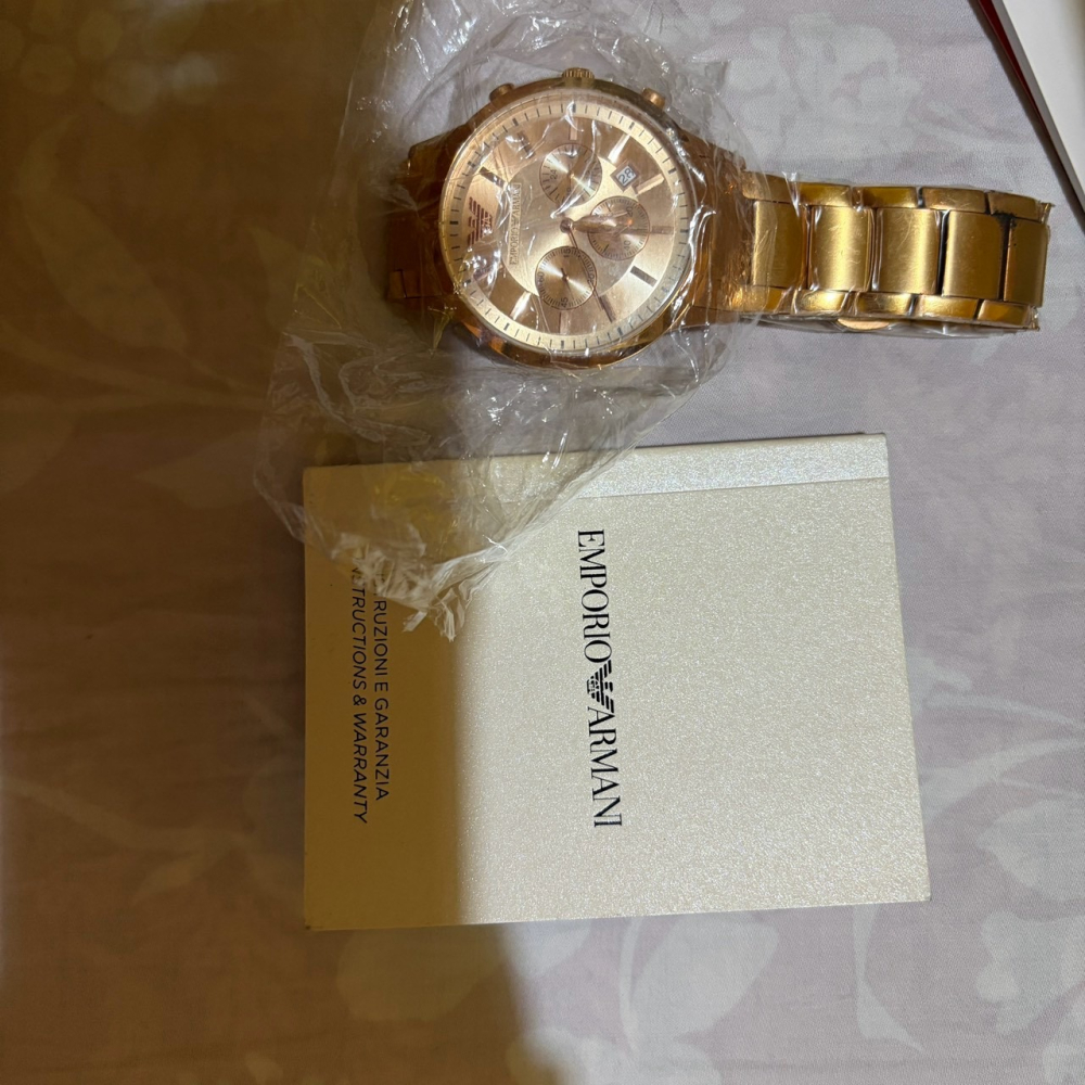 EMPORIO ARMANI 亞曼尼 AR2452 男錶 玫瑰金三眼計時 石英錶 不鏽鋼錶帶 原廠盒裝 手錶 送禮 禮物-細節圖3