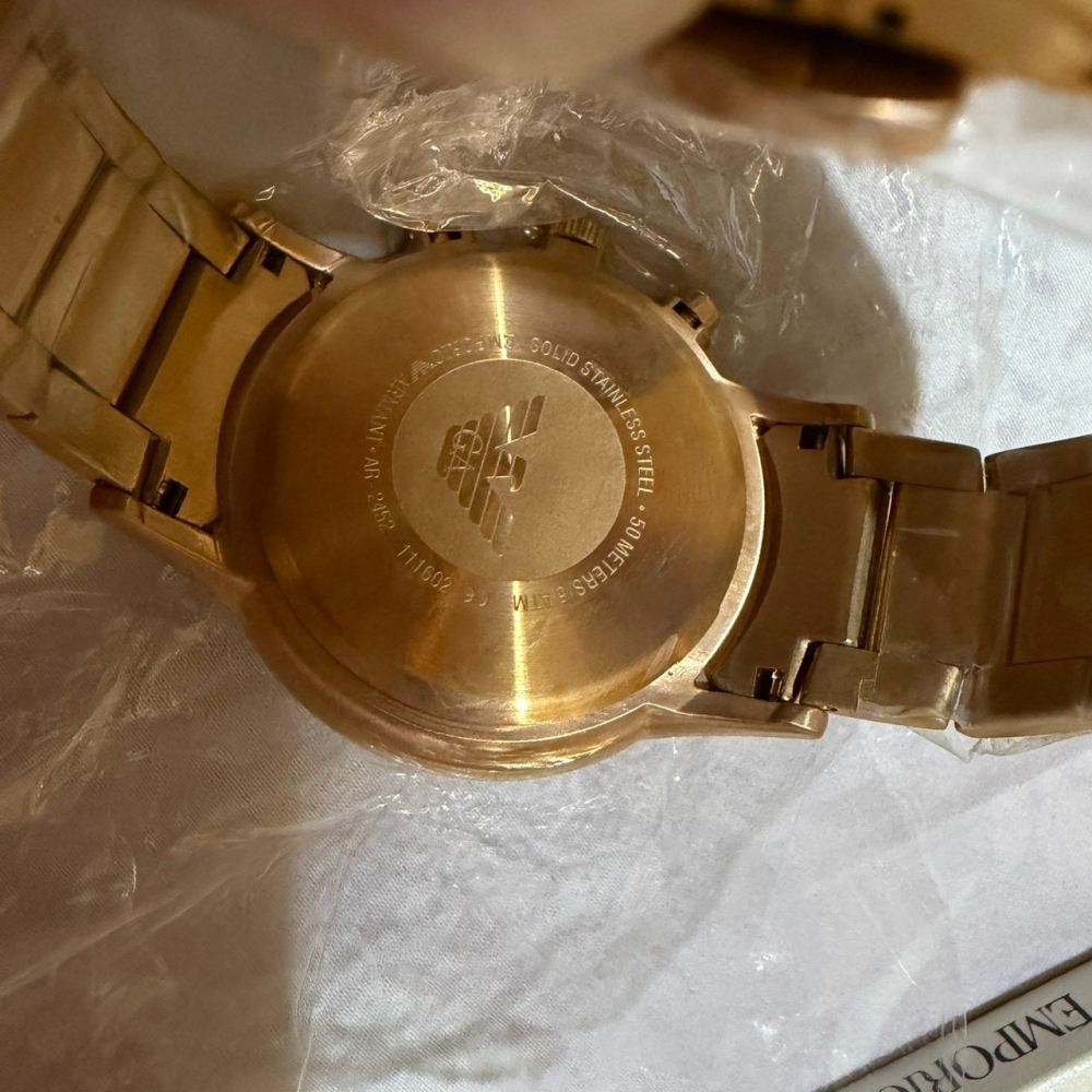 EMPORIO ARMANI 亞曼尼 AR2452 男錶 玫瑰金三眼計時 石英錶 不鏽鋼錶帶 原廠盒裝 手錶 送禮 禮物-細節圖4