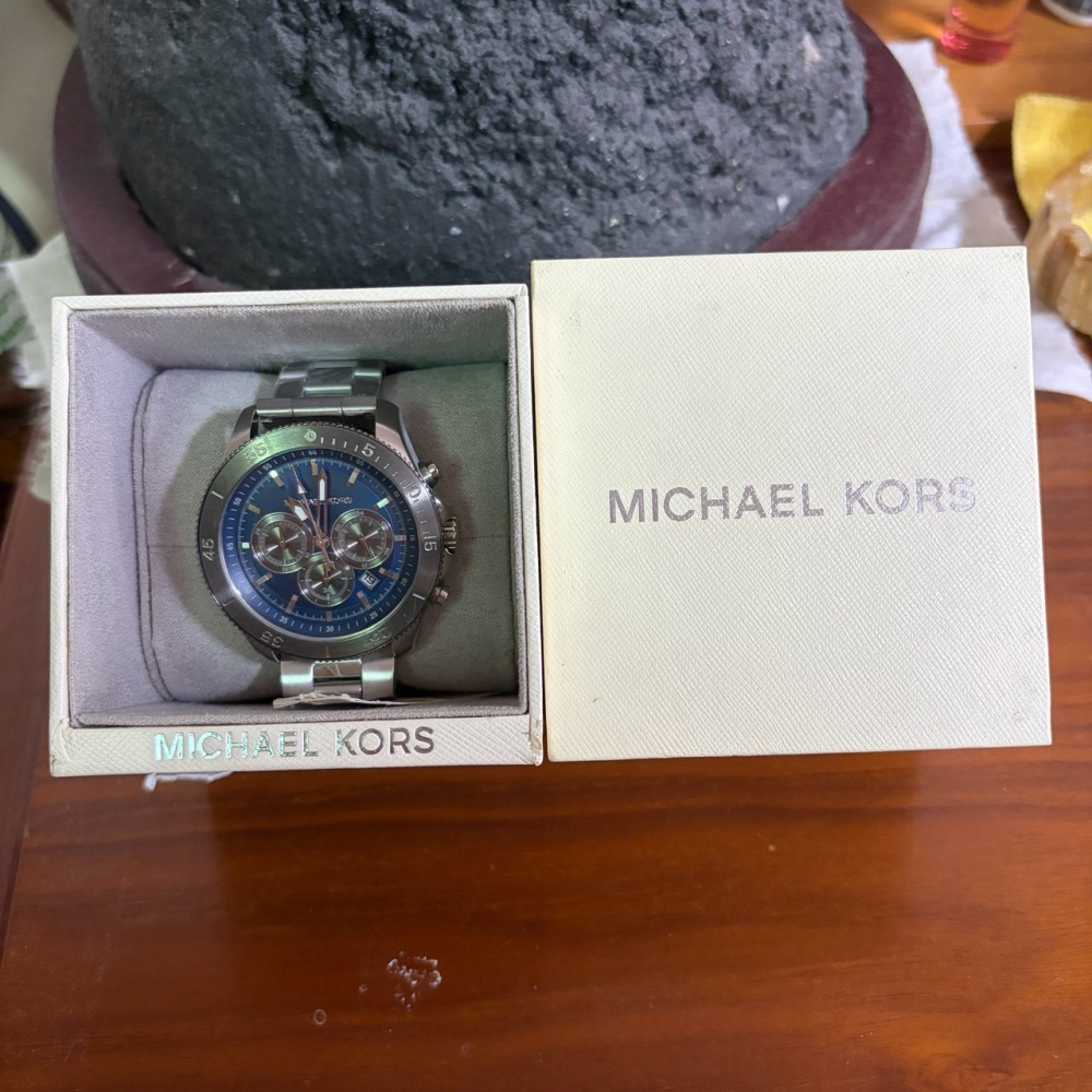 Michael Kors MK8968 Sullivan 男錶｜藍色三眼計時｜銀色不鏽鋼錶帶｜原盒吊牌說明書｜正品｜手錶-細節圖2