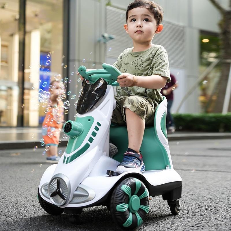 兒童電動車泡泡機平衡車男女孩遙控玩具車可坐嬰兒寶寶四輪漂移車-細節圖3