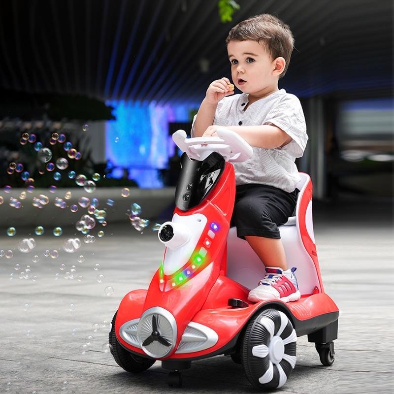 兒童電動車泡泡機平衡車男女孩遙控玩具車可坐嬰兒寶寶四輪漂移車-細節圖4