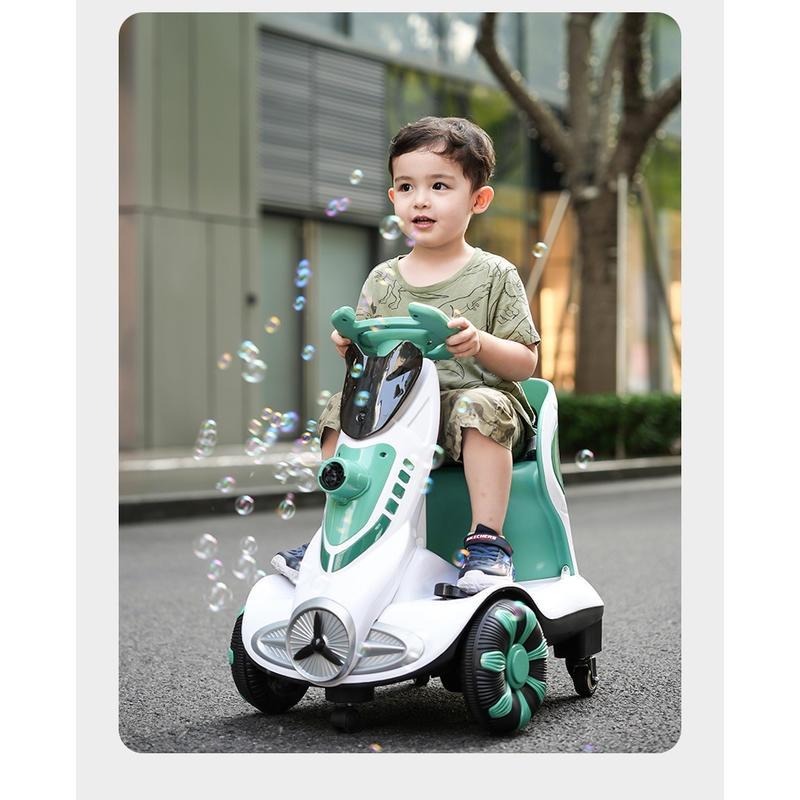兒童電動車泡泡機平衡車男女孩遙控玩具車可坐嬰兒寶寶四輪漂移車-細節圖6