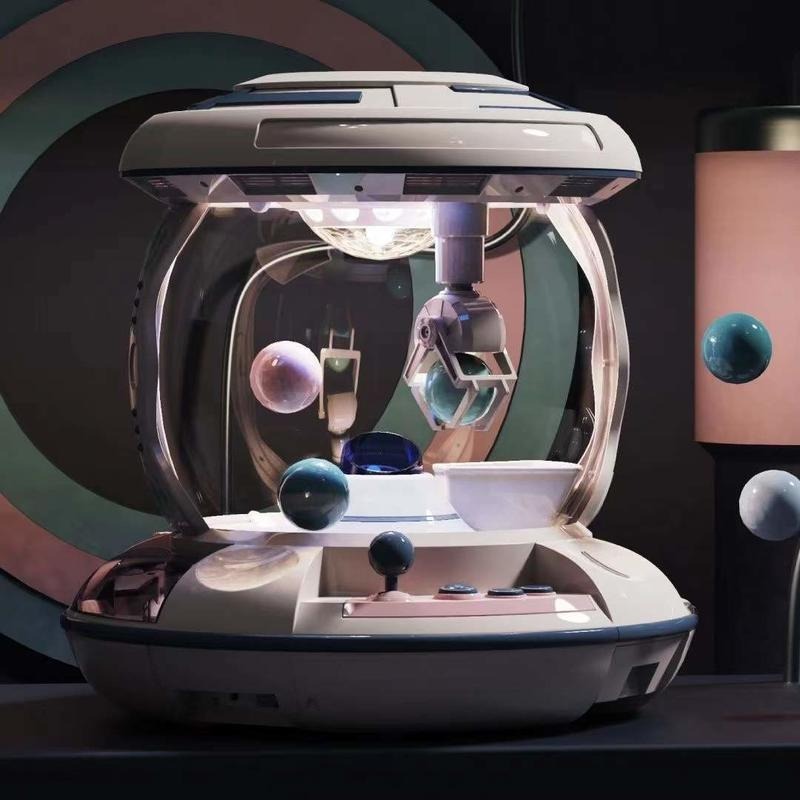 歐寶太空抓娃娃機玩具迷你家用夾公仔機兒童扭蛋機夾球遊戲機-細節圖2