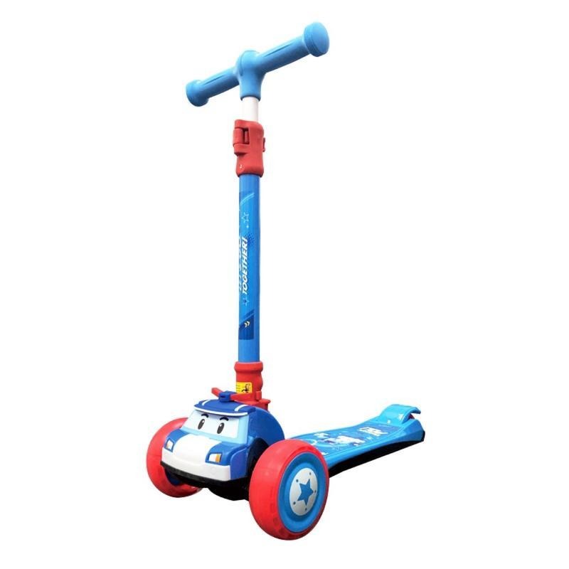 兒童滑板車平衡車閃光scooter踏板車三輪滑板車POLI變形警車波利3-8歲-細節圖2