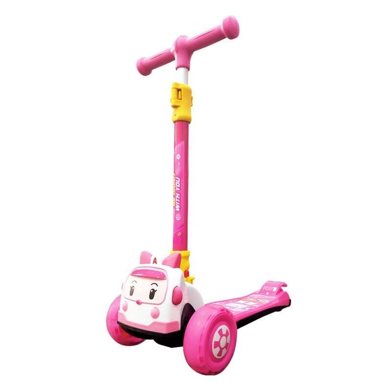兒童滑板車平衡車閃光scooter踏板車三輪滑板車POLI變形警車波利3-8歲-細節圖4