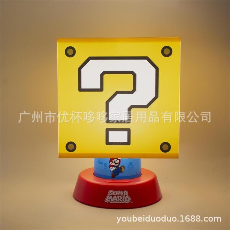 馬利奧LED問號燈發聲充電小夜燈帶藍牙音響可調光檯燈遊戲氛圍燈-細節圖4