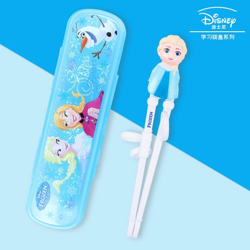 正品迪士尼餐具3D兒童筷子寶寶練習筷304不銹鋼勺子叉餐具盒裝-細節圖6