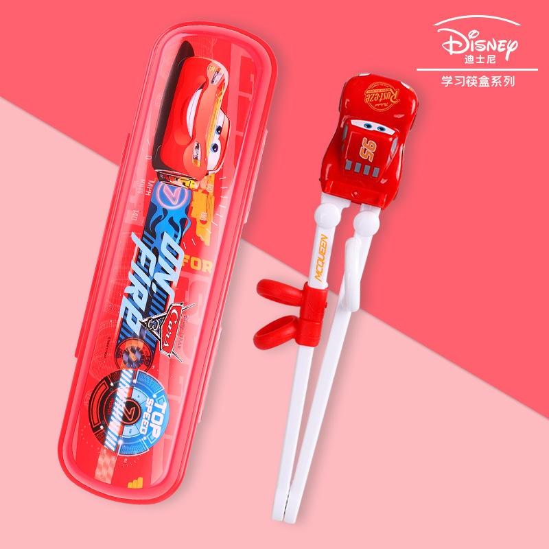 正品迪士尼餐具3D兒童筷子寶寶練習筷304不銹鋼勺子叉餐具盒裝-細節圖7