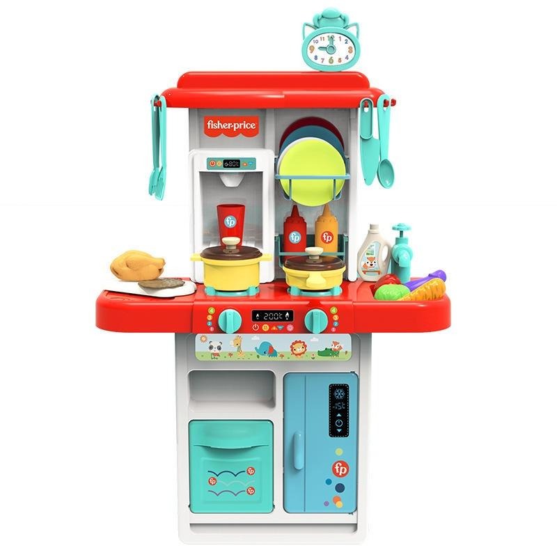 費雪Fisher兒童大廚房套裝寶寶益智類比煮飯飲水機廚臺過家家廚房玩具-細節圖5