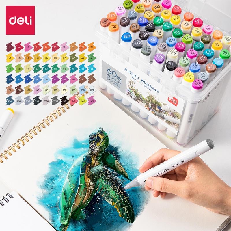 得力正品70802梅克筆48色兒童彩筆畫畫雙頭80色軟頭全套套裝-細節圖2