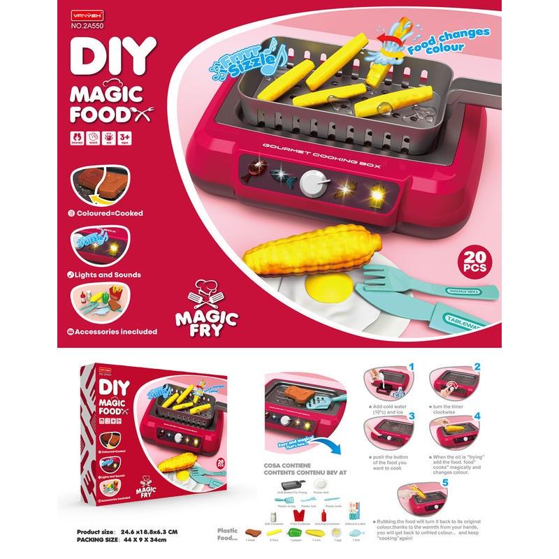 新品兒童過家家多功能電磁爐帶燈光食物變色DIY廚具套裝玩具-細節圖5