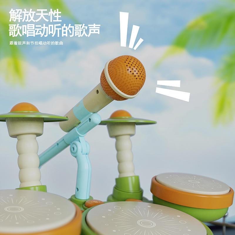 寶寶多功能爵士鼓架子鼓可唱歌卡拉OK樂器玩具可手拍鼓敲打鼓-細節圖4