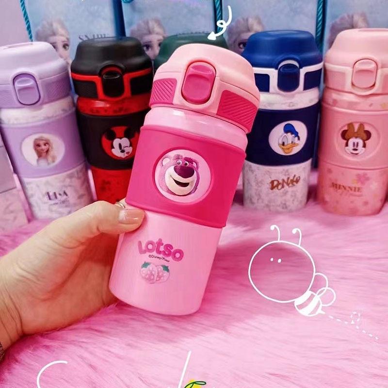 迪士尼草莓熊夏季水杯小學生便攜水壺創意可愛杯子兒童保溫杯水壺-細節圖3