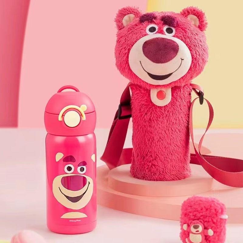 迪士尼草莓熊夏季水杯小學生便攜水壺創意可愛杯子兒童保溫杯水壺-細節圖5