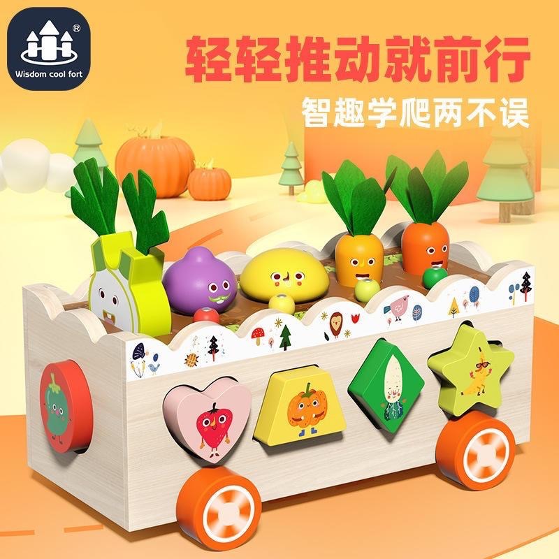 CPC兒童農場認知兔子撥蘿蔔桌面遊戲木製拼插訓練益智早教-細節圖2