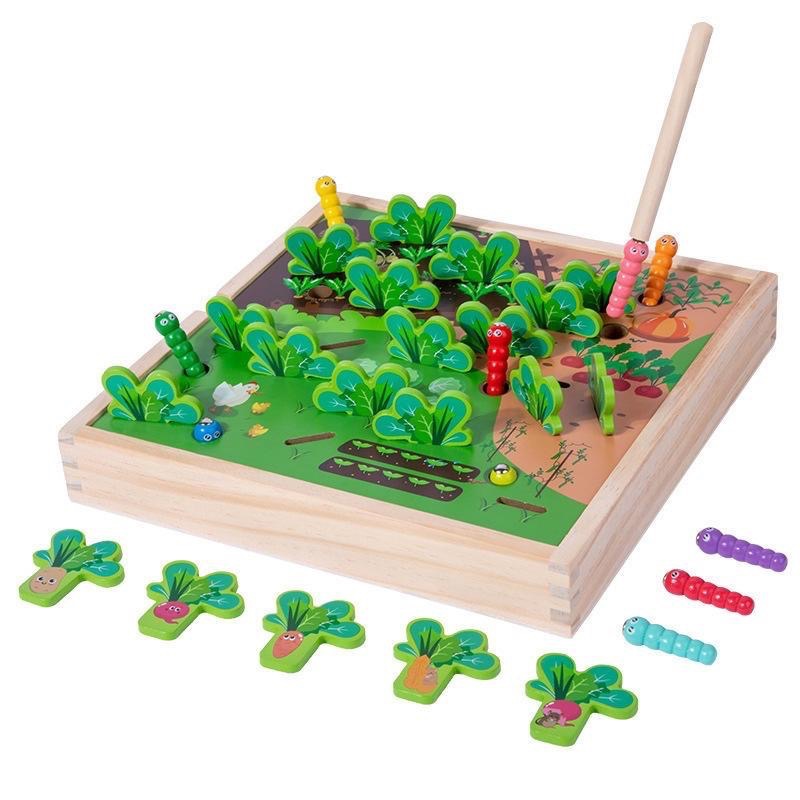 CPC兒童農場認知兔子撥蘿蔔桌面遊戲木製拼插訓練益智早教-細節圖7