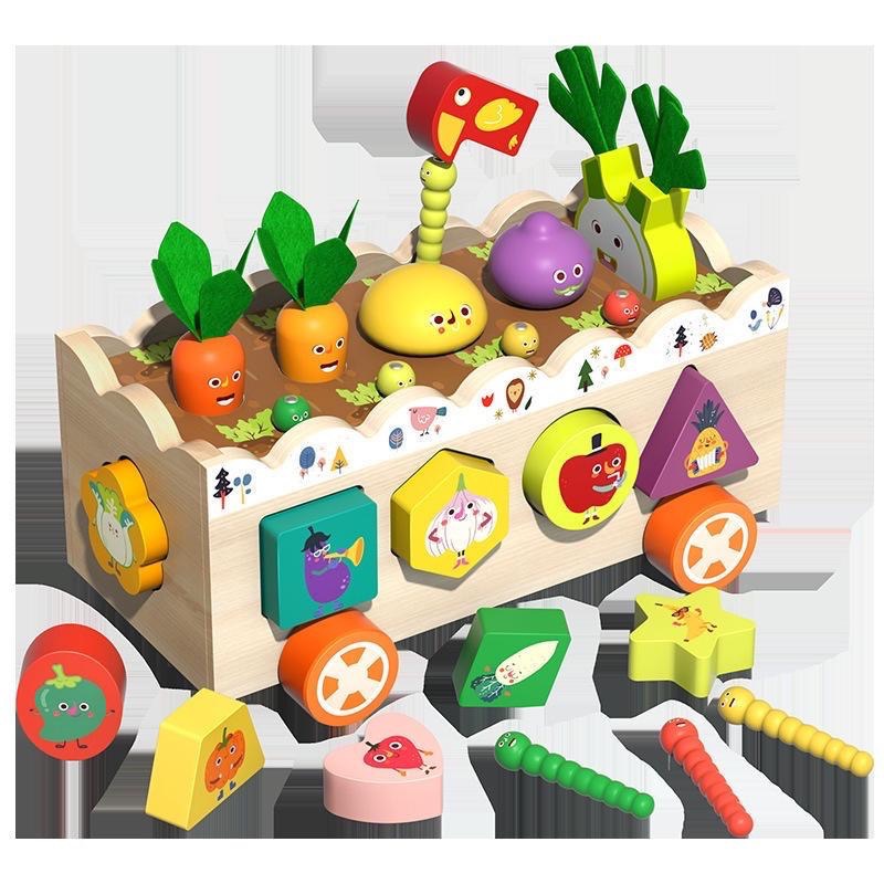 CPC兒童農場認知兔子撥蘿蔔桌面遊戲木製拼插訓練益智早教-細節圖8