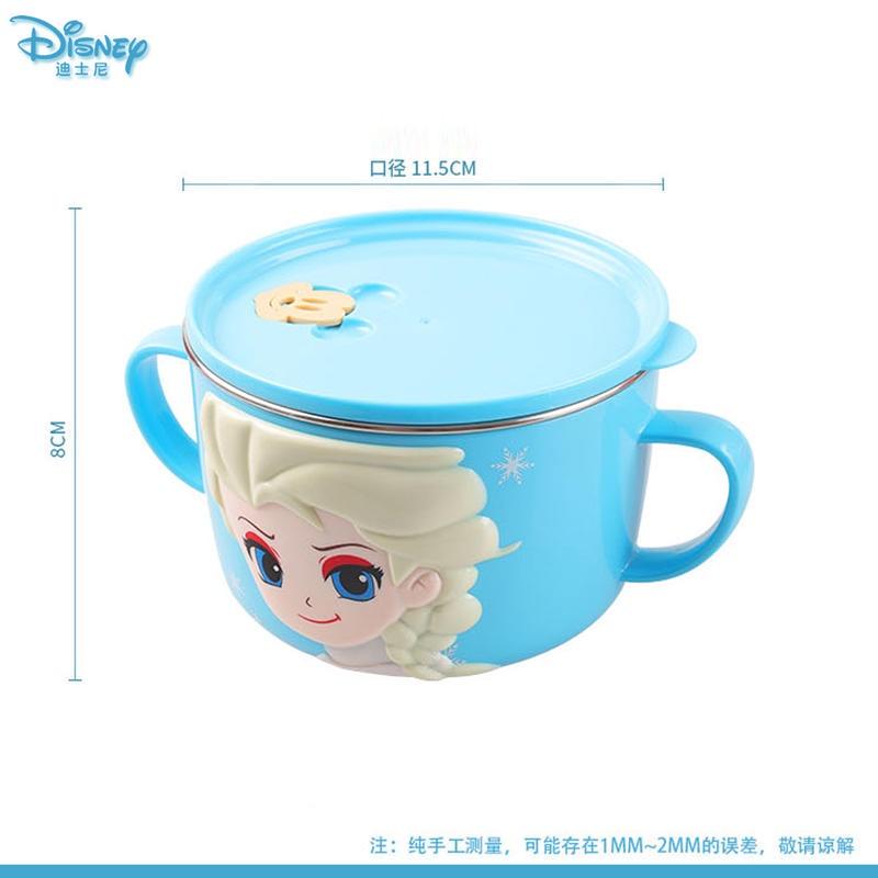 迪士尼大碗米奇飯碗大容量帶蓋子寶手柄湯碗304不銹鋼碗兒童食具-細節圖4