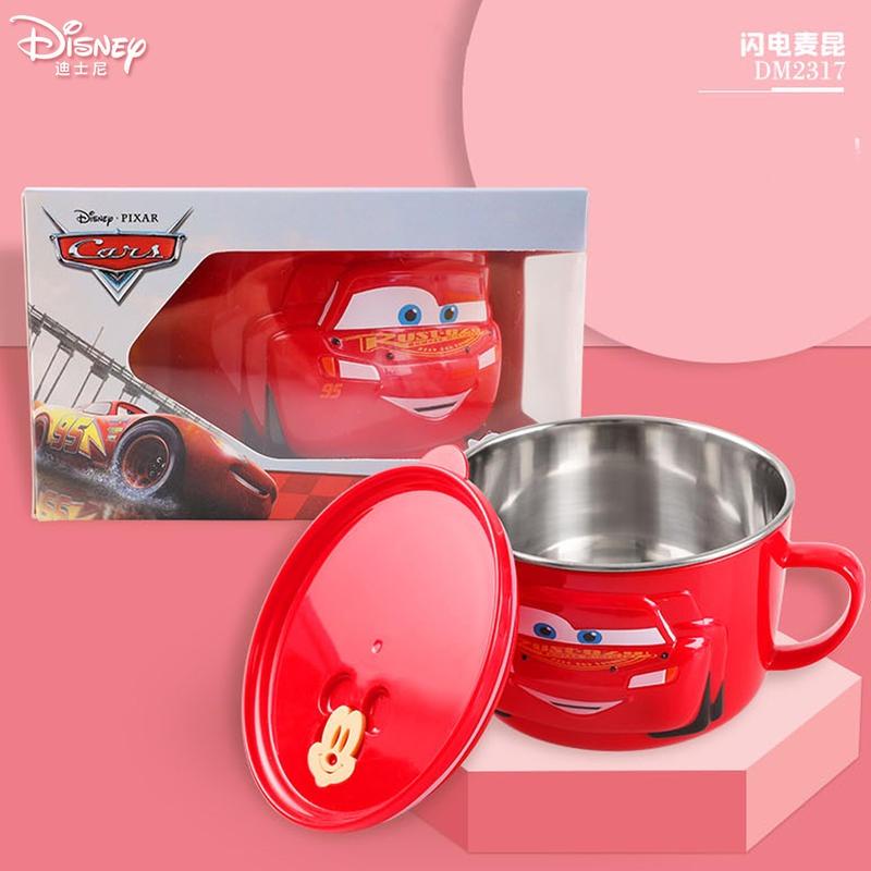 迪士尼大碗米奇飯碗大容量帶蓋子寶手柄湯碗304不銹鋼碗兒童食具-細節圖7