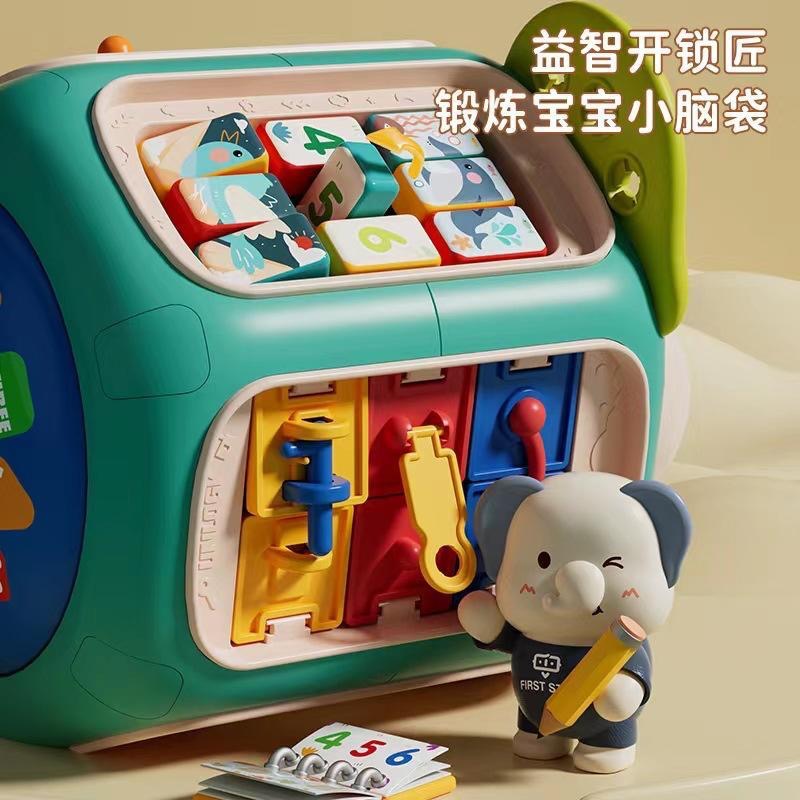 兒童卡通益智早教八面體玩具多功能燈光音樂軟膠嬰兒手拍鼓-細節圖3