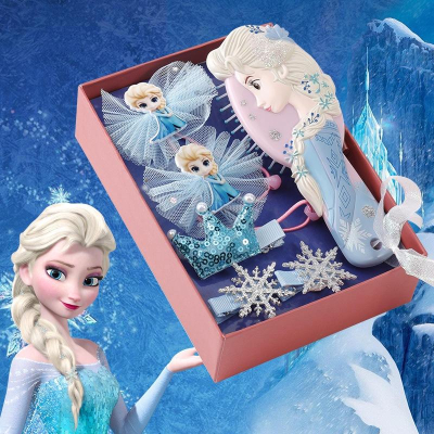 兒童節禮物兒童髮飾髮夾愛莎公主頭飾小孩冰雪奇緣梳子套裝禮盒