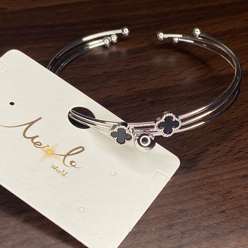 C302-幸運草秀氣開口手環（金）共3入一組、C303-幸運草秀氣開口手環（銀）3入一組-細節圖3