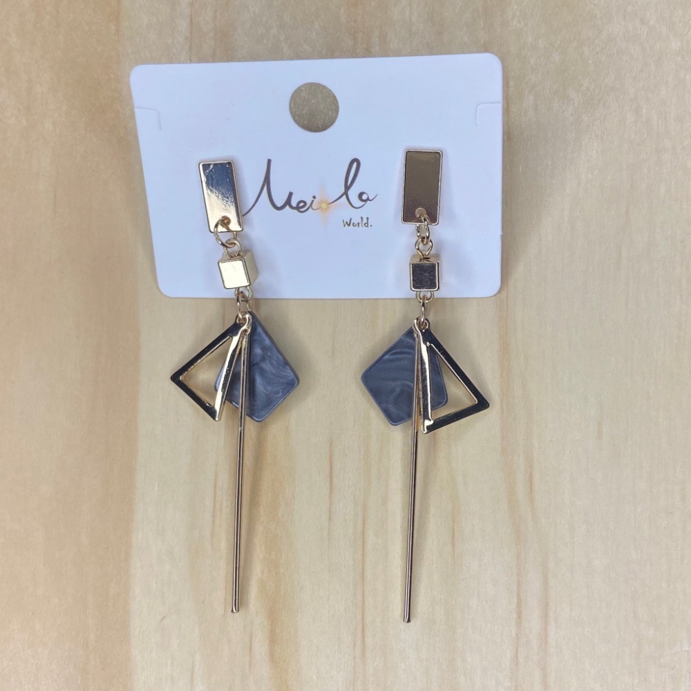 出清A006-S925銀針-菱形黑秀氣耳針款-細節圖2