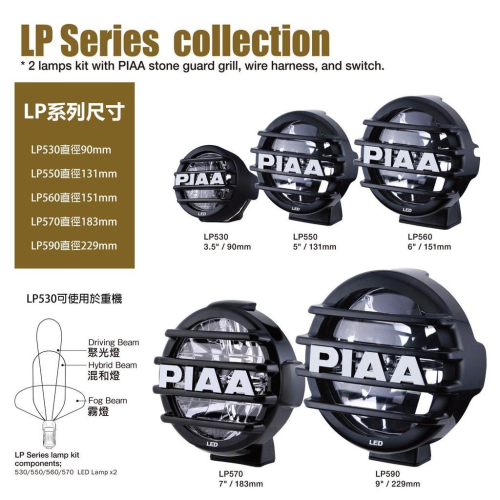 日本 汽車 機車 PIAA LP530 LP550 LP560 LP570 越野輔助燈 聚光燈 霧燈 重機 lp530
