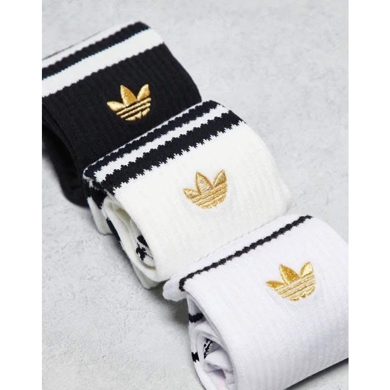 【🇺🇸 美國 Adidas 三葉草金標刺繡中筒襪一組3雙】#現貨L售完為止-細節圖2