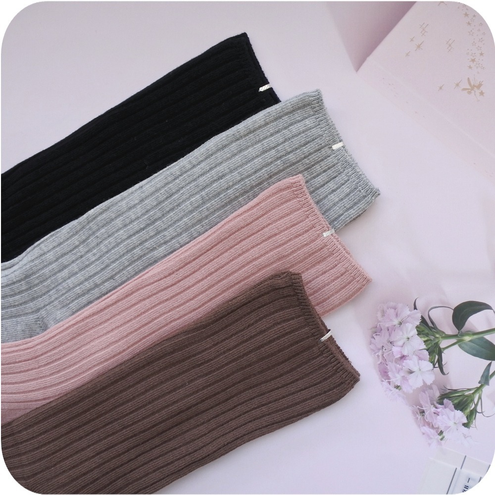 韓板中筒襪 女生襪子 堆堆襪 一襪兩穿 22~24cm 簡約百搭 舒適透氣 棉襪 棉質 素色襪 長襪 中長襪-細節圖3