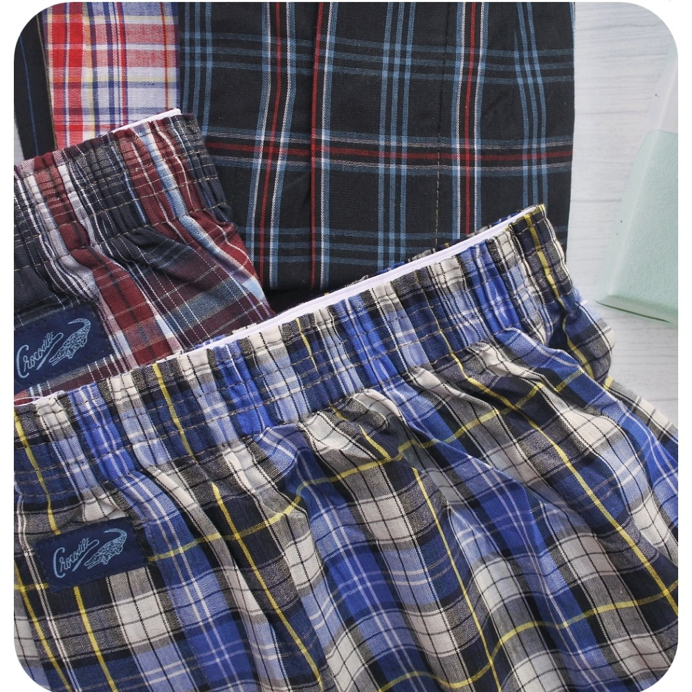 100%純棉男性平口褲~五片式立體剪裁 舒適透氣 精梳棉 男生四角褲男生內褲 條紋格子開口開襠暗扣 鱷魚牌CF603-細節圖4