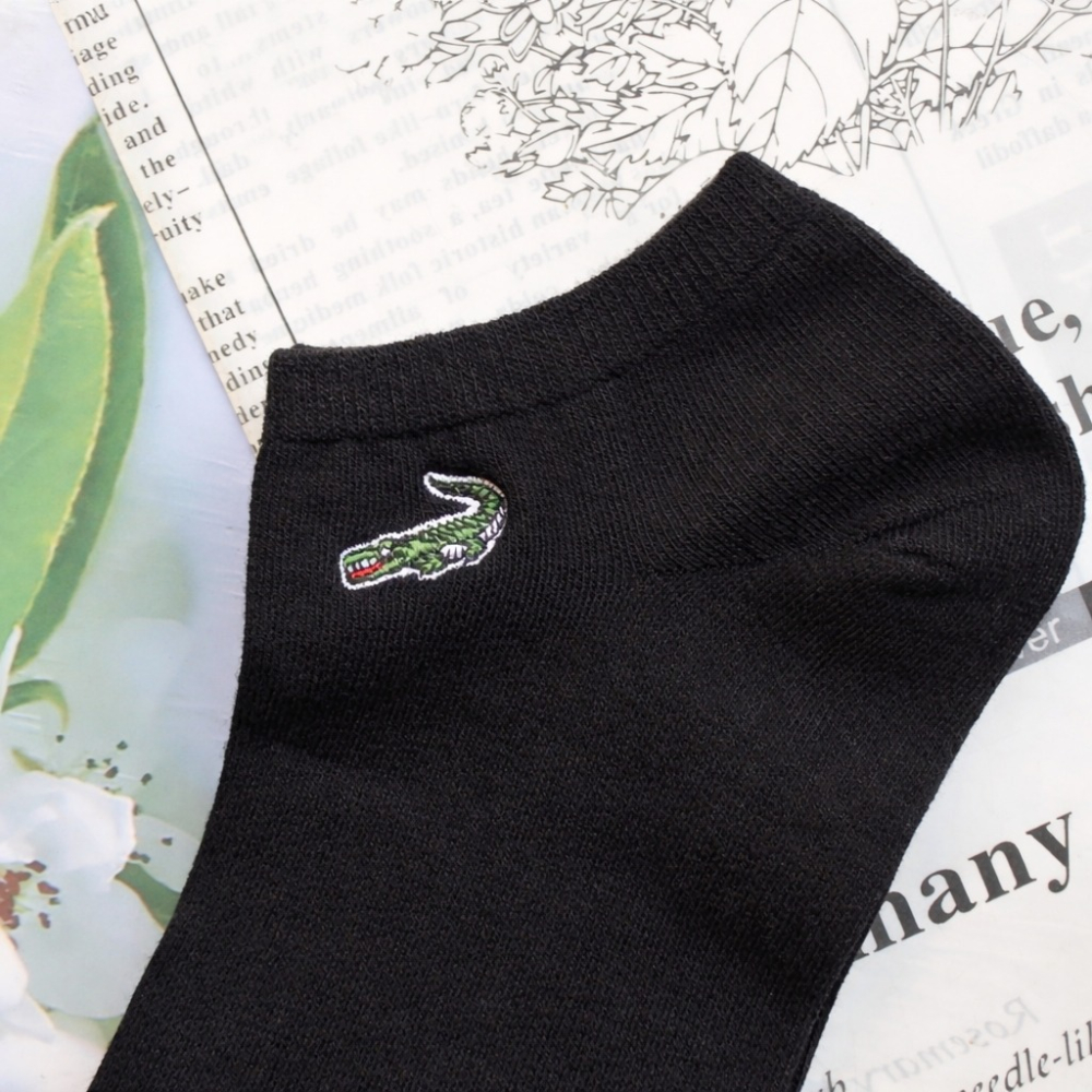 27~30cm 加大男生棉質休閒襪 台灣製 鱷魚牌 短襪 船襪 棉襪 男士 細針 黑色 彈性透氣 襪子CR21-細節圖3
