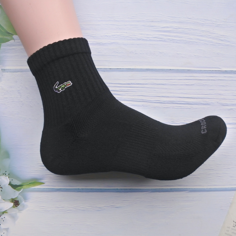 27~30cm 加大男生抗菌運動襪 台灣製 鱷魚牌 短襪 船襪 棉襪 男士毛巾底黑色 彈性透氣 抑菌消臭 襪子CR11-細節圖4