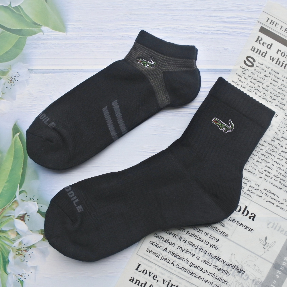 27~30cm 加大男生抗菌運動襪 台灣製 鱷魚牌 短襪 船襪 棉襪 男士毛巾底黑色 彈性透氣 抑菌消臭 襪子CR11-細節圖5