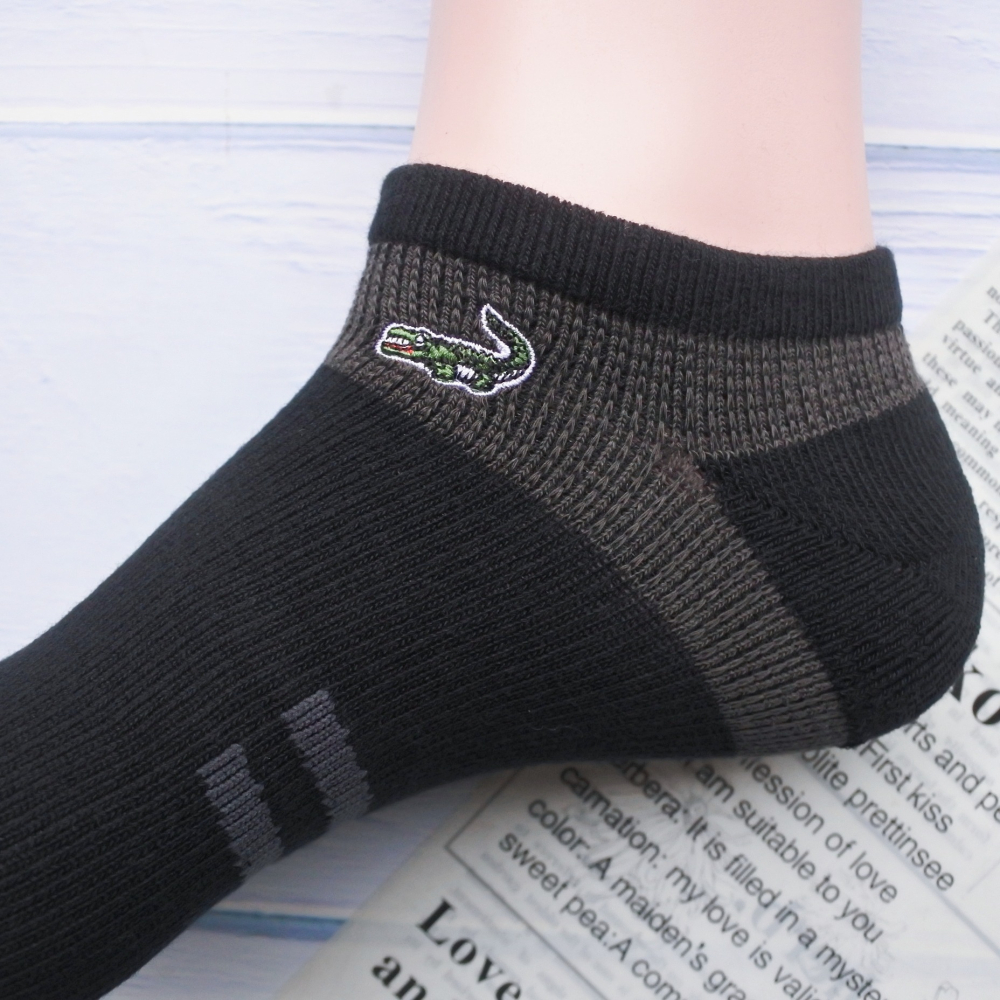 27~30cm 加大男生抗菌運動襪 台灣製 鱷魚牌 短襪 船襪 棉襪 男士毛巾底黑色 彈性透氣 抑菌消臭 襪子CR11-細節圖6