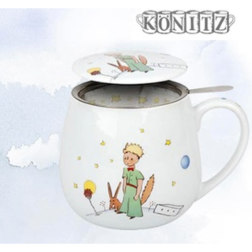 附蓋加過濾器茶漏KONITZ德國小王子瓷器馬克杯420ml(無盒裸裝）