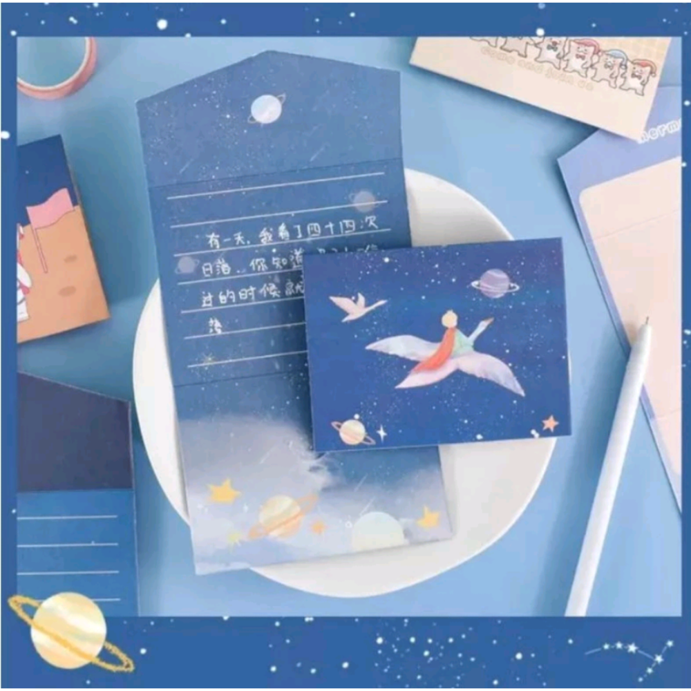 小王子迷你禮物留言卡宇宙訪客狂歡派送系列遨游太空迷你信封信紙（2張入）-細節圖2