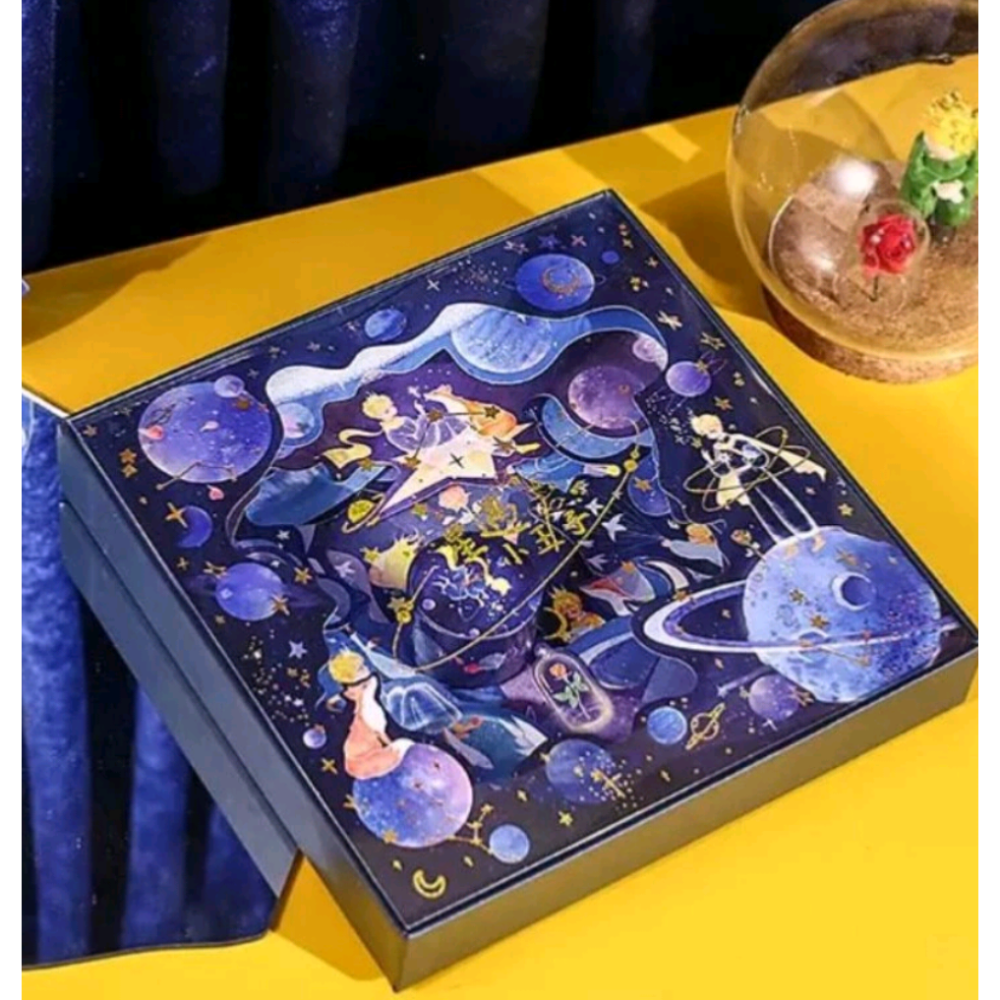 星遇小王子視覺印象禮盒鏤空異形材料紙可做賀卡燙金硫酸紙信封素材紙-細節圖2