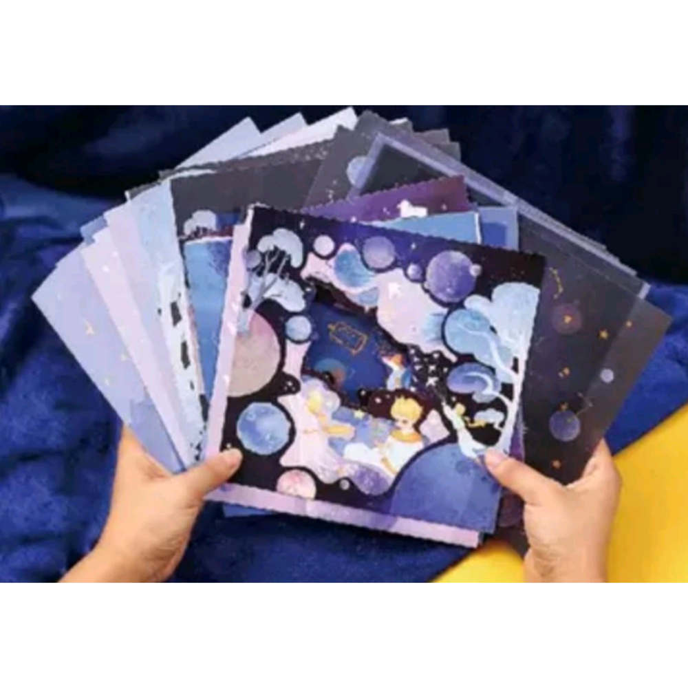 星遇小王子視覺印象禮盒鏤空異形材料紙可做賀卡燙金硫酸紙信封素材紙-細節圖3