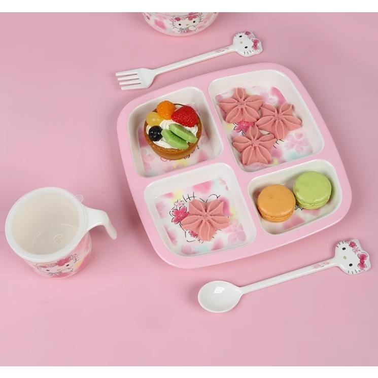 正版 三麗鷗Kitty櫻花美耐皿餐具 餐碗 湯碗 甜點盤 餐具-細節圖2