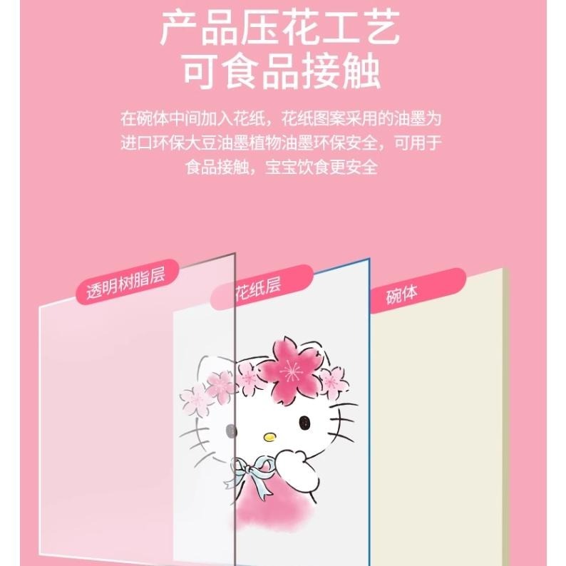 正版 三麗鷗Kitty櫻花美耐皿餐具 餐碗 湯碗 甜點盤 餐具-細節圖5