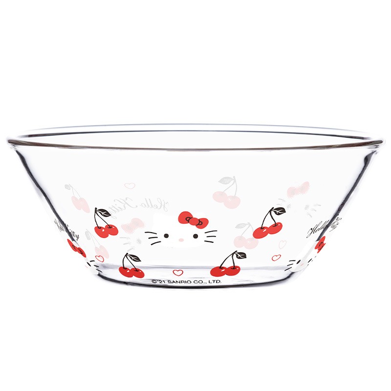 正版 三麗鷗 Hello Kitty 凱蒂貓櫻桃玻璃碗 玻璃器皿 餐具 碗盤-細節圖7