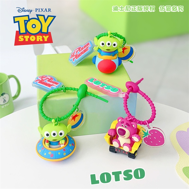 正版 迪士尼皮克斯載具系列吊飾 玩具總動員 三眼怪 熊抱哥 可愛萌趣吊飾 鑰匙圈 公仔吊飾-細節圖2