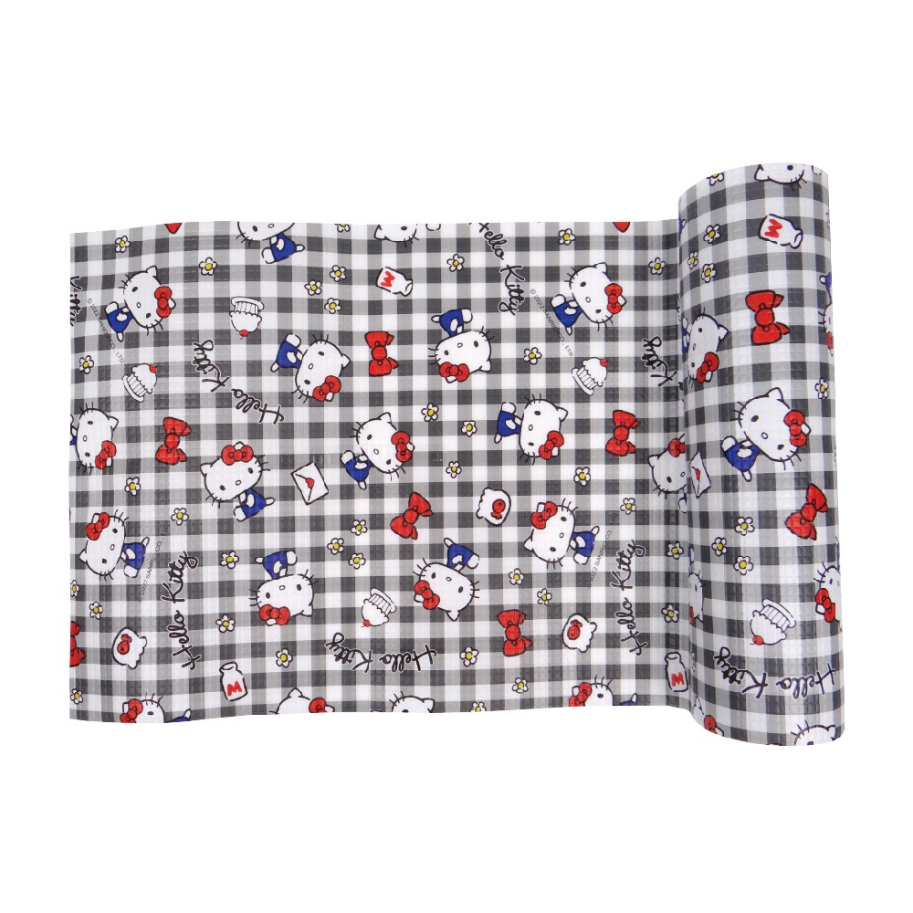 正版 三麗鷗 凱蒂貓 防水防污鋪布-格紋(黑) 廚房鋪布 防污鋪墊 防污布-細節圖2