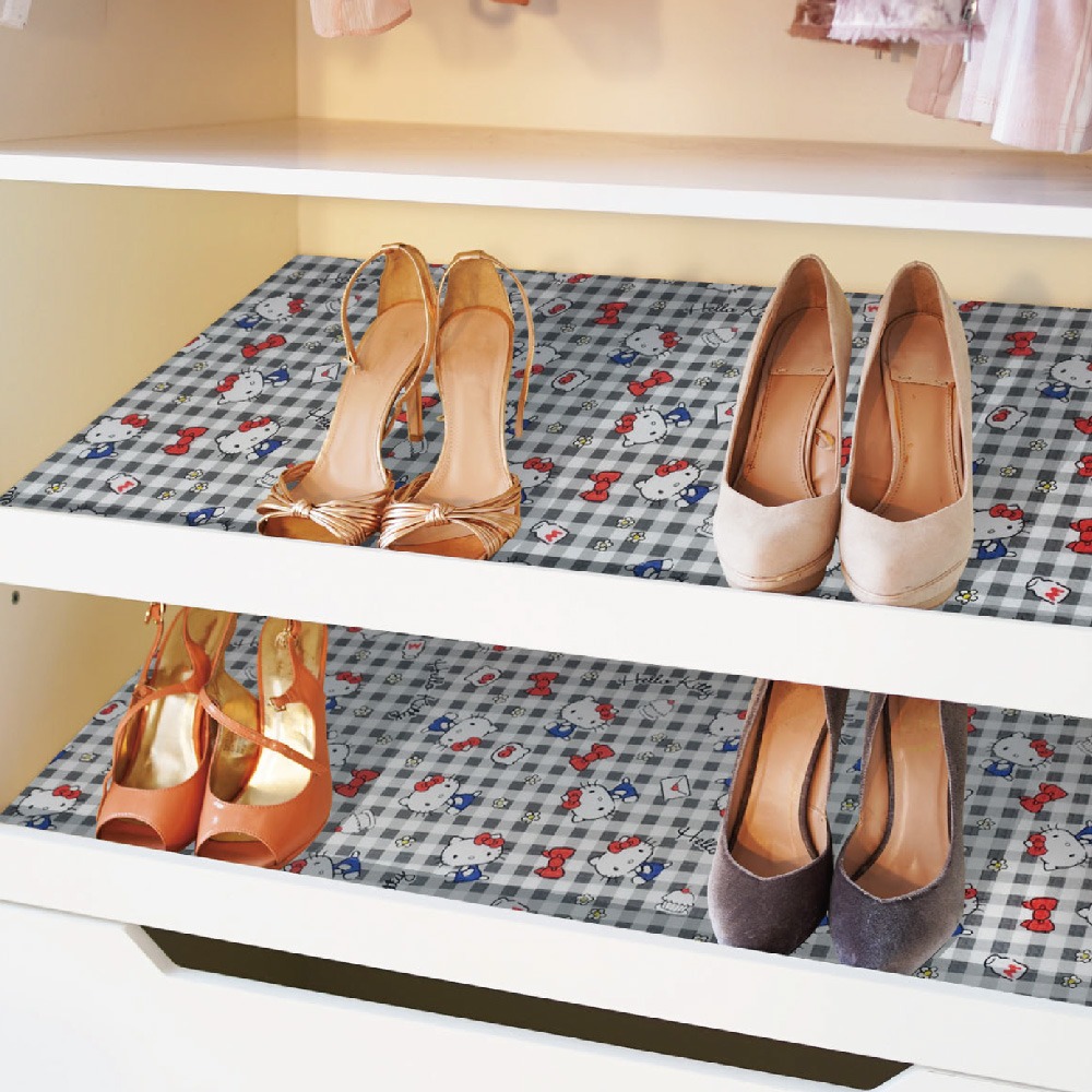 正版 三麗鷗 凱蒂貓 防水防污鋪布-格紋(黑) 廚房鋪布 防污鋪墊 防污布-細節圖3