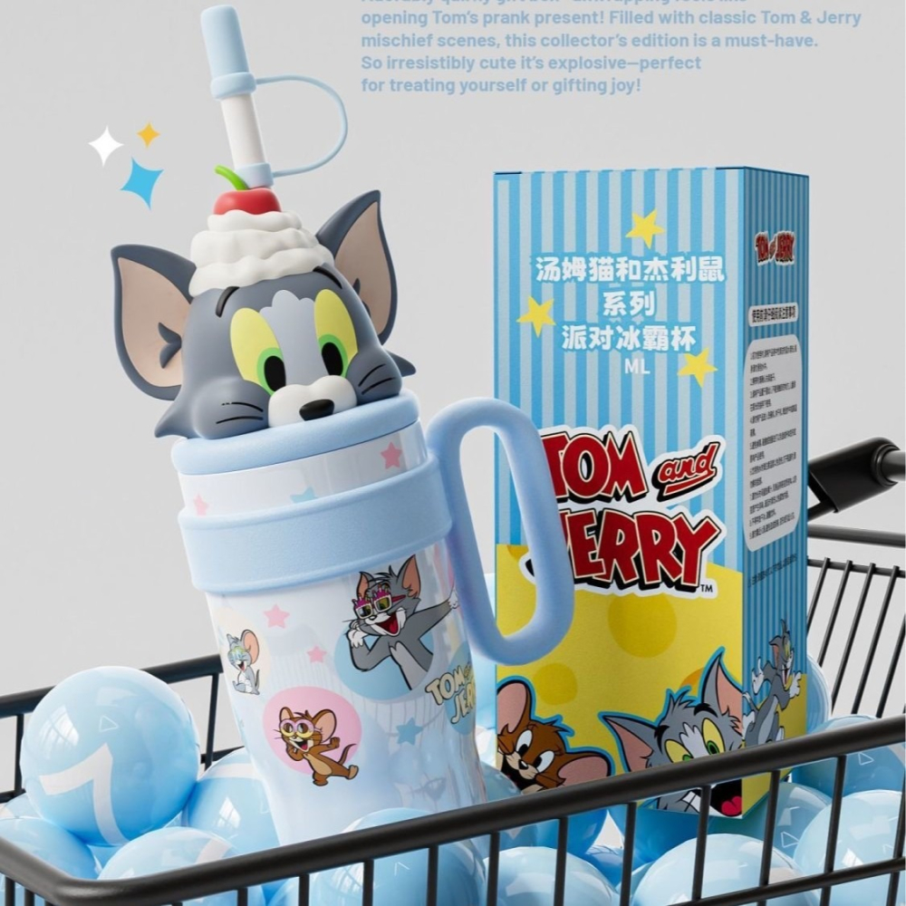 正版 湯姆貓傑利鼠 800ml 不鏽鋼立體造型冰霸杯 飲料杯 吸管杯 冰壩杯-細節圖5