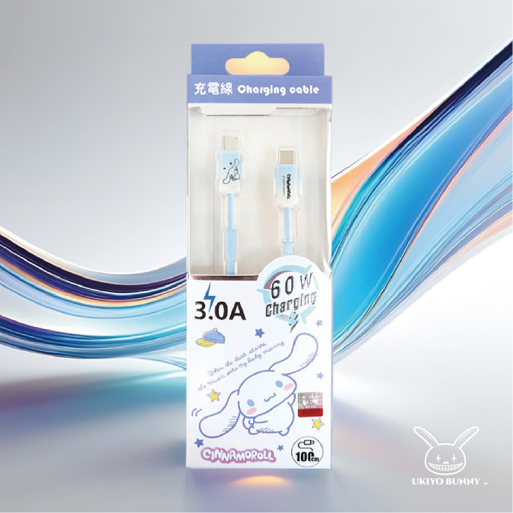 正版 三麗鷗3.0A充電線 雙Type-c 大耳狗 帕恰狗充電線 100cm充電線-規格圖4